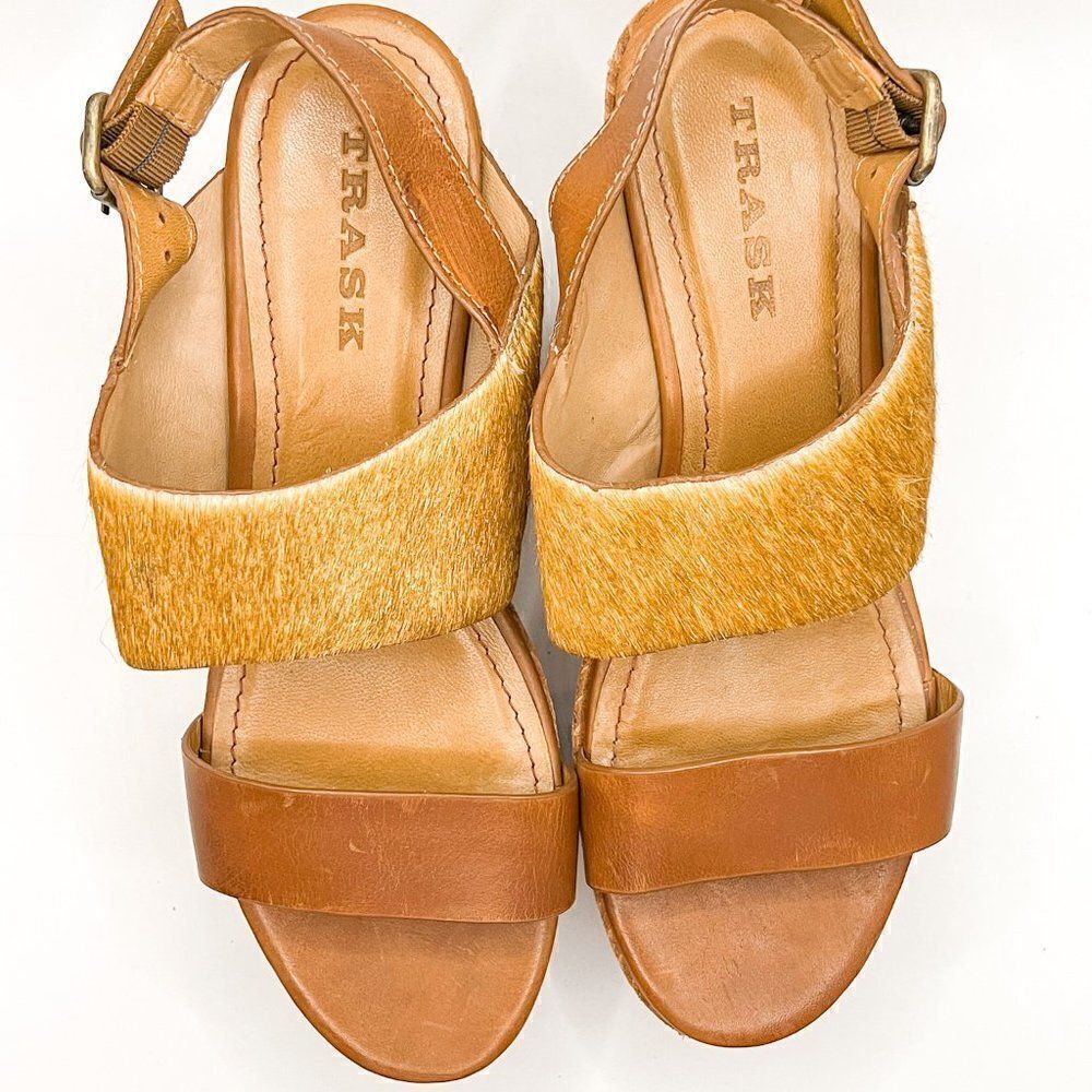 Trask Robyn Leather Platform Wedge Size 8.5